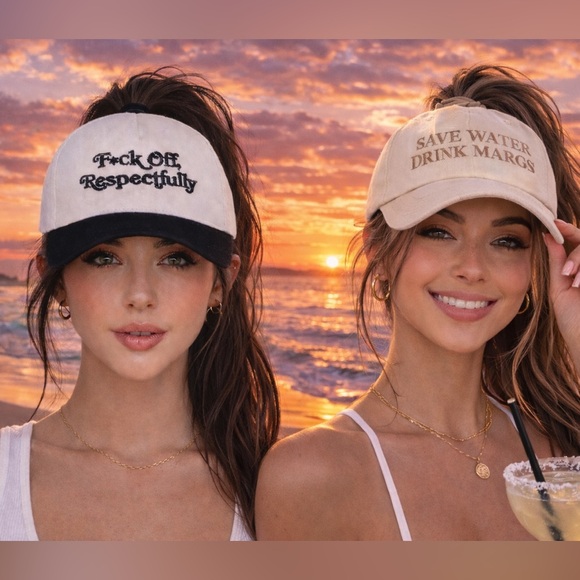 Accessories - Women's F*CK OFF RESPECTFULLY
& SAVE WATER DRINK MARGS EMBROIDERED BASEBALL CAPS